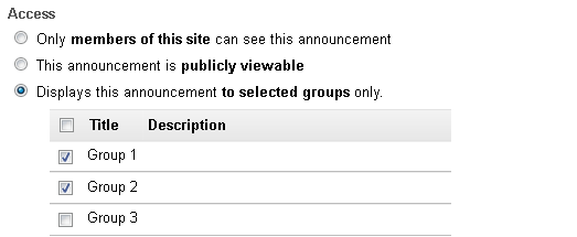 Give announcement to group(s). (Optional)