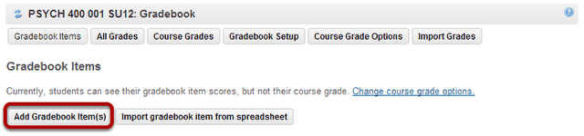 Click the Add Gradebook Item(s) button.