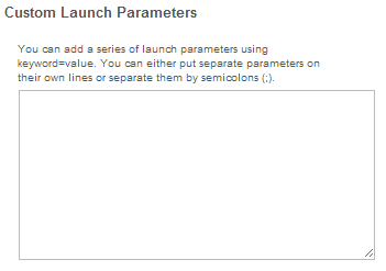 Custom launch parameters. (Optional)
