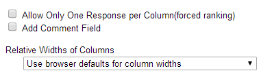 Regulate Response Ranking, Comments and Column Width