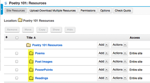 View folders in Resources.