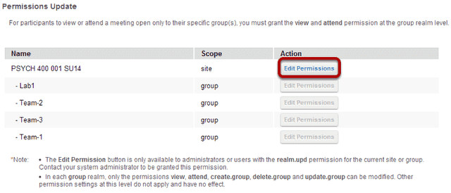 Select the permissions you want to edit (e.g. site).